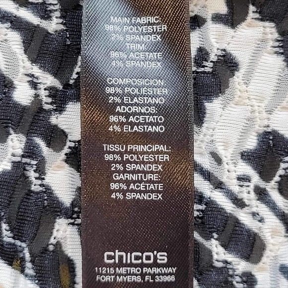 Chicos Travelers Womens Jacket Top Size 1 Medium Black White Full Zip - Picture 5 of 10